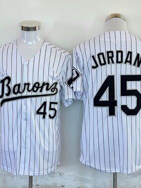 Michael Jordan #45 Birmingham Barons Pinstripe Baseball Jersey White
